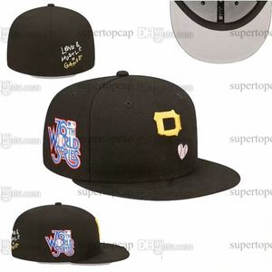 Men's Baseball Full Closed Caps Gold p Letter Black Color Bone Men Women Yellow Blue All Teams Sport 2023 World Fitted hats stitched Series" Love Hustle Flowers F15-01