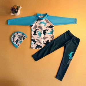 Children's swimwear Boys' swimsuit split up medium sized long sleeve pants sunset student big boys' diving suit Korean children's swimsuit P230509