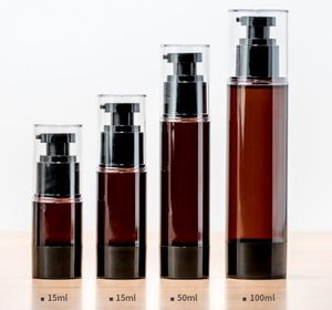 200 st 15 30 50 100 ml Tom Amber Airless Bottle Plastic Travel Lotion Pump Containrar/Airless Lotion Atomizer Dispenser Cosmetic Spray Bottle Packing