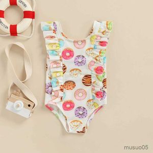 Tvådelar Ny söt kasse baby baddräkt sommar spädbarn flickor simning bodysuit badkläder ärmlös blomma tryckt badstrandkläder