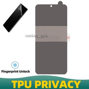 Privacy Hydrogel Screen Protector TPU Soft Film for Samsung S23 S22 S21 Note 20 Ultra S9 Plus S8 Support Ultrasonic Fingerprint Unlock