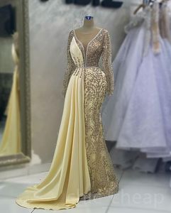 ASO EBI 2023 Арабское шампанское русалка Платье выпускное выпускное платье Кристаллы