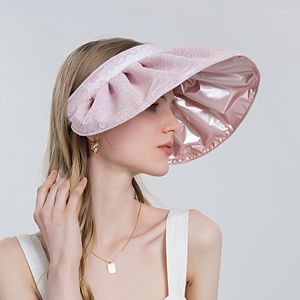 ワイドブリム帽子スパーサル女性のための空のトップ太陽
