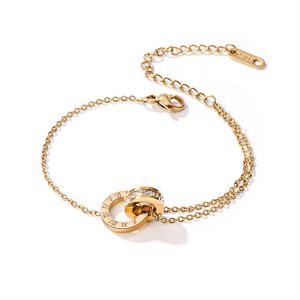 Charm Bracelets Fashion Heart Charm Stainless Steel Bracelet For Women Vintage Gold Plating Thick Chain Bracelets on Hand New 2024