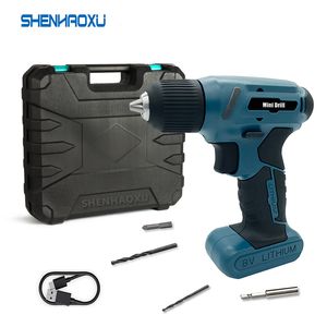 Skruvmejslar Shenhaoxu 8v trådlös elektrisk skruvmejsel Mini Drill Portable Electric Drill Litium Batteridriven uppladdningsbara Power Tools 230509