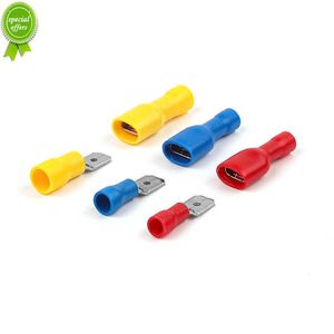 New 6.3mm Female Male PVC Connector Electrical Wiring Connector Insulated Crimp Terminal Spade Blue Yellow Red FDFD MDD2