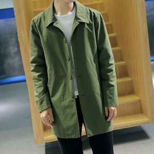 Men's Jackets Spring Autumn Mid-length Trench Men's Single Breasted Coat Casual Loose Design Solid Trendy Personality Handsome Windbreaker Q79 230509