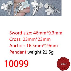 10099 European and American pendant jewelry S925 sterling silver fashion personality punk hip-hop sword cross flower pendant classic jewelry