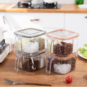 Storage Bottles 4 Compartment Spice Jars With Sealed Dust Cover Multifunctional For Household