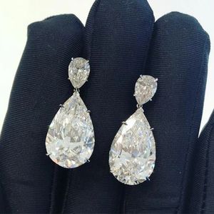 Big Water Drop Lab Diamond Dangle Earring 925 Strereling Srebrny Party Wedding Drop Kolczyki dla kobiet Bridal Promise Prezent biżuterii