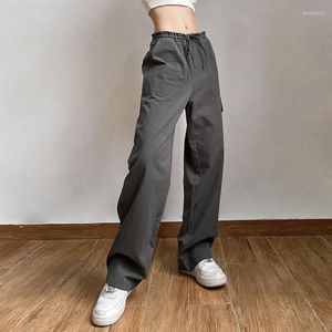 Kadın Pantolon Moda 90'lar Vintage Womens Ins Hip Hop Geniş Bacak Düşük Bel Sıradan Cilt Dostu Kulüp Sokak Giyim