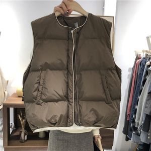 Leather Autumn Winter Women's Jacket Cotton Padded Jacket Vest Korean Fashion Sleeveless Coats Cardigan Short Tops Loose