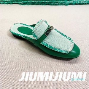 Slippers 2023 EST Летние мулы ручной работы подлинная кожаная женщина