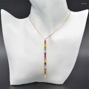 Anhänger Halsketten 2023 Langer Streifen Halskette Set In Rechteck Zirkonia Mode Für Frauen Schmuck Erklärung