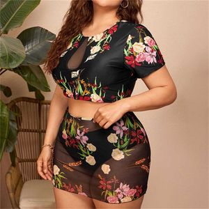 Women's Plus Size Swimwear Three Piece High Waist Bathing Suit Sexy Ladies Swimsuit Push Up Bikini Plus Size Swimwear Women Z0508