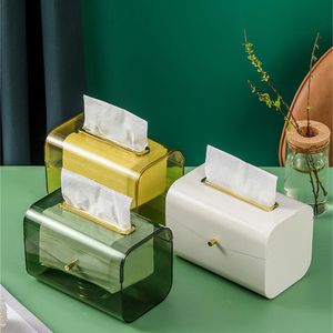 Organization 1Pc Home Spring Paper Box Creative Automatic AllinOne Lift Tissue Box Plastic Dust Cover Multifunctional Desktop Seal Box 2022