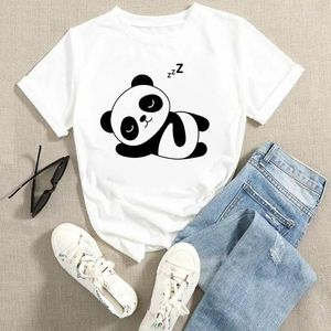 Women's T Shirts Ladies Women Cartoon Summer Fashion Female Clothes T-Shirt Graphic Tees Panda Love Sweet Cute Short Sleeve Tshirts Tops