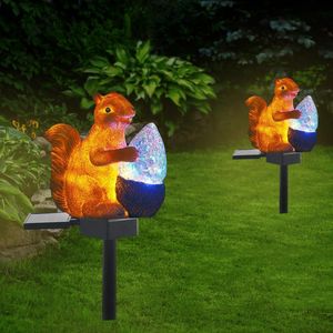 Lawn Lamps LED Solar Ground Plug Light Resin Squirrel Hug Pine Cone Lamp Outdoor Waterproof Park Garden Courtyard Landscape