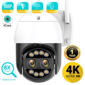 8MP 4MP 8X Hybrydowa Zoom 2,8+12 mm Dual obiektyw Ptz IP Kamera Wi -Fi Wykrywanie człowieka 4MP Security Security Kamera nadzoru wideo