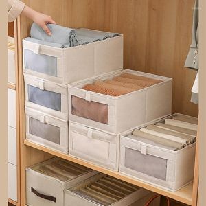 Storage Bags Clothes Japanese Cotton Box Sortin Sorting Wardrobe Mesh Style Linen Household Visual Fabric