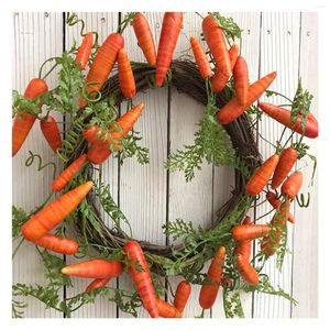 Decorative Flowers Creative Easter Carrot Wreath Faux Garland Add To The Festive Spirit Door And Wall Accent Gift For Family Friends