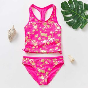 3-9Y Two Piece Girls' Tankini High Quality Children's Swimwear Bikini Set Beach Suit P230602