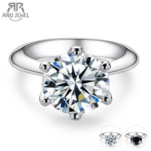 Pierścienie pasmowe anujewel 1ct 2ct 3ct 5ct D Color Moissanite Pierścionek zaręczynowy dla kobiet 925 Pierścień srebrnego srebrnego Z0509