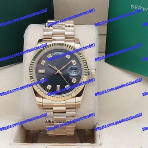 5 Orologio da uomo modello di alta qualità 2813 Macchinari automatici 118208 128238 Orologio in oro 36mm Quadrante nero con diamanti Orologi in vetro zaffiro 278243 Orologio da donna di lusso di moda