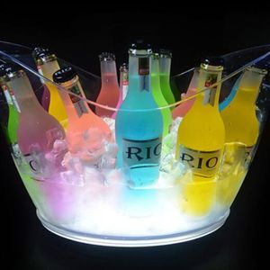 Transparent plastic LED luminous 8-liter Ingot Champagne bucket KTV beer bucket foreign wine ice grain bucket