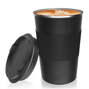 Coffee Tea Tools 12/17oz thermal coffee mug double-wall portable stainless steel car traveling tumbler thermal insulation coffe cup to go P230509