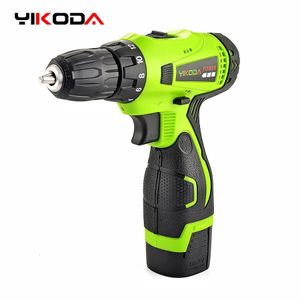 Electric Drill Yikoda 16.8v 21v Cordless Drill Double Speed ​​Lithium Batteri Hushåll Laddningsbara elektriska skruvmejsel Power Tools 230509