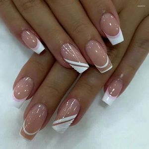 False unhas 24pcs simples pretagem falsa de cabeça quadrada curta com desenhos de estrela glitter