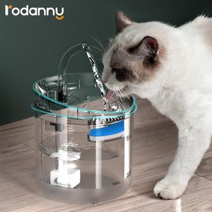 Karmienie Rodanny 2L Automatyczna fontanna Water Water Inteligentny filtr z kranu PET Woda dozowująca psa Pijący czujnik Picie Picie Podajnik