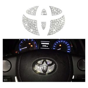 Lenkradabdeckungen Crystal Bling Emblem Kompatibel mit Camry Corolla Rav4 Highlander Sparkly Overlay Diamond Decal Drop Delivery Dhdeo