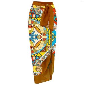 Moda de banho feminina Multi-cor amarrada de cintura alta chiffon skirt skirt sarong ups vestido de natação 2023 nadação sepesa