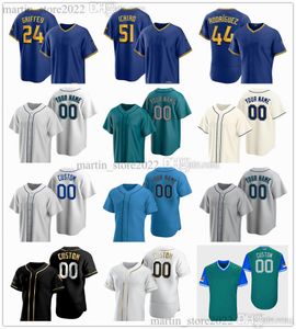 Baseball-Trikots 58 Luis Castillo 44 Julio Rodriguez 28 Eugenio Suarez 75 Andres Munoz Robbie Ray 29 Cal Raleigh 23 Ty France 51 Ichiro Suzuki 24 Ken Griffey Jr. Größe S-6XL