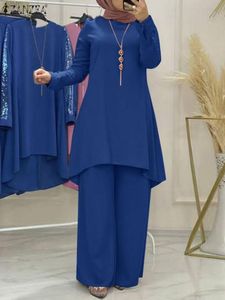 جينز عيد رمضان مجموعات المطابقة المسلمين الترتر من abaya مجموعة زنزيا التركية السراويل الطويلة الطويلة بدلات دبي كران الإسلامي