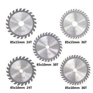 Delar 5 st 85 mm diameter 24/30/36 tänder karbidcirkulär sågblad mini tcT skärande skiv trä sågblad