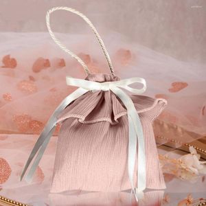 Gift Wrap Wedding Candy Pouch Solid Color Comfortable Touch Lace-up Baby Shower Party Storage Hand Bag Gift-giving