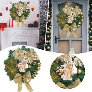 Decorative Flowers Inflatable Wreath Holy Christmas Lit Scene At The Front Door Light Up Sign