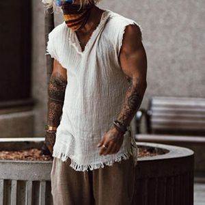 MENS TANK TOPS TOP ONECK TASSEL HEM STELESS SHIRTS COMOLL LINEN VEST LOOK FIT BOHEMISK BEACH SEE VAKELLA SAMMANFATTNING 230509