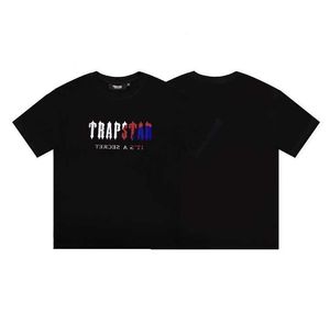 デザイナーファッション衣類 Tシャツ Tシャツハイストリートトレンディ Trapstar グラデーションレタープリント半袖夏ルーズリラックスユニセックスピュアコットン Tシャツ高級 Casu