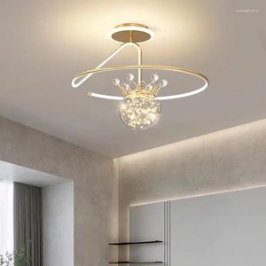 Światła sufitowe Crystal Crown Lighting Modern Luksusowy sypialnia mieszkalna jadalnia Nordic LUSTRES Salon Lampy LED