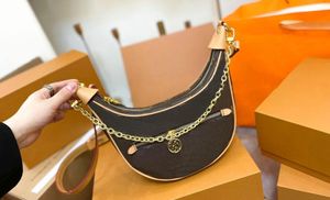 Women's Designer LOOP Bag Luxury half moon leather classic old flower clutch handbag tote zipper two shoulder straps Metal fittings crossbody Bags