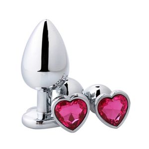 Giocattoli anali Plug anale in metallo a forma di cuore Giocattoli erotici Butt plug in acciaio inossidabile liscio Coda Allenatore di gioielli in cristallo per donne Uomo Dildo anale Gay 230508