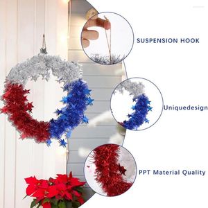 Decorative Flowers Fashion Wall Wreath Reusable Artificial Shining Star Decor DIY Beautiful Realistic Patriotic Door