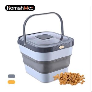 Feeding HamshMoc Foldable Pet Food Storage Container Insect Proof Moistureproof High Sealed Pet Large Capacity Durable Food Storage Box