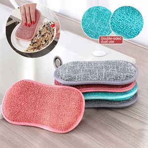Sponges Scouring Pads 5pcs Kitchen Cleaning Double Sided Scrubber for Dishwashing Pad Dish Cloth Tools Y23