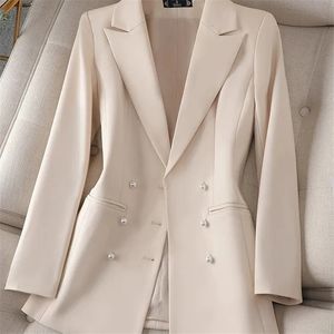 Mulheres ternos blazers preto duplo breasted jaqueta 4xl escritório negócios feminino casaco outono inverno feminino casual outwear t 230509
