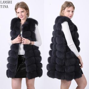 Fur 2018 Natural Fuchs Pelz Weste Real Coat weibliche Mäntel Pelzjacken Hochwertige Lederweste 100% echtes Pelzweste und Jacke